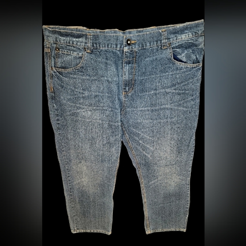 GLB Gold Label Brand Men's Dark Blue Denim Straight Jeans 48x32 Big & Tall 6Pckt